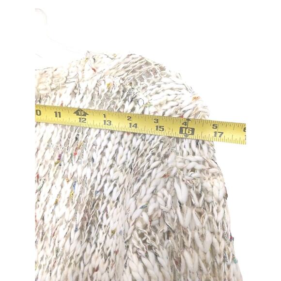 Sage & Flower Cardigan Sweater Sz L XL BEIGE Cableknit Fringes Bohemian Coastal - Picture 9 of 16